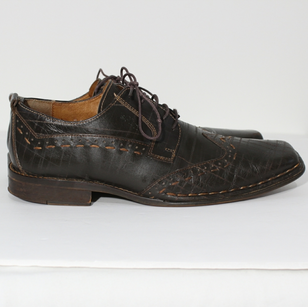 S. Oliver Square Toe Wing Tip Alligator Textured